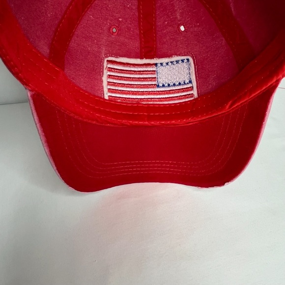 Red Distressed American Patriot Baseball Hat - Picture 10 of 11